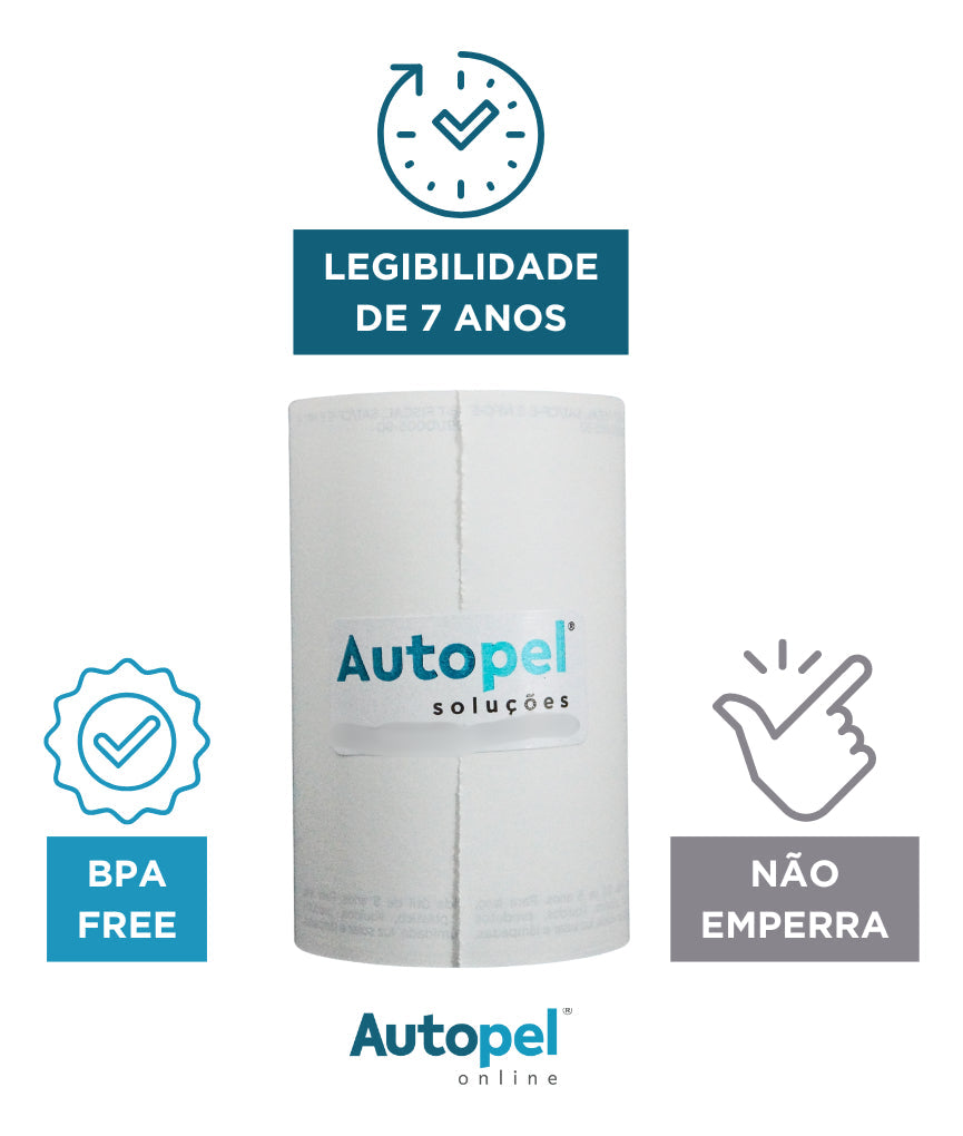 Autopel Caixa 30 Unidades Bobinas 80x40 40 metros Térmica Branco 44 g