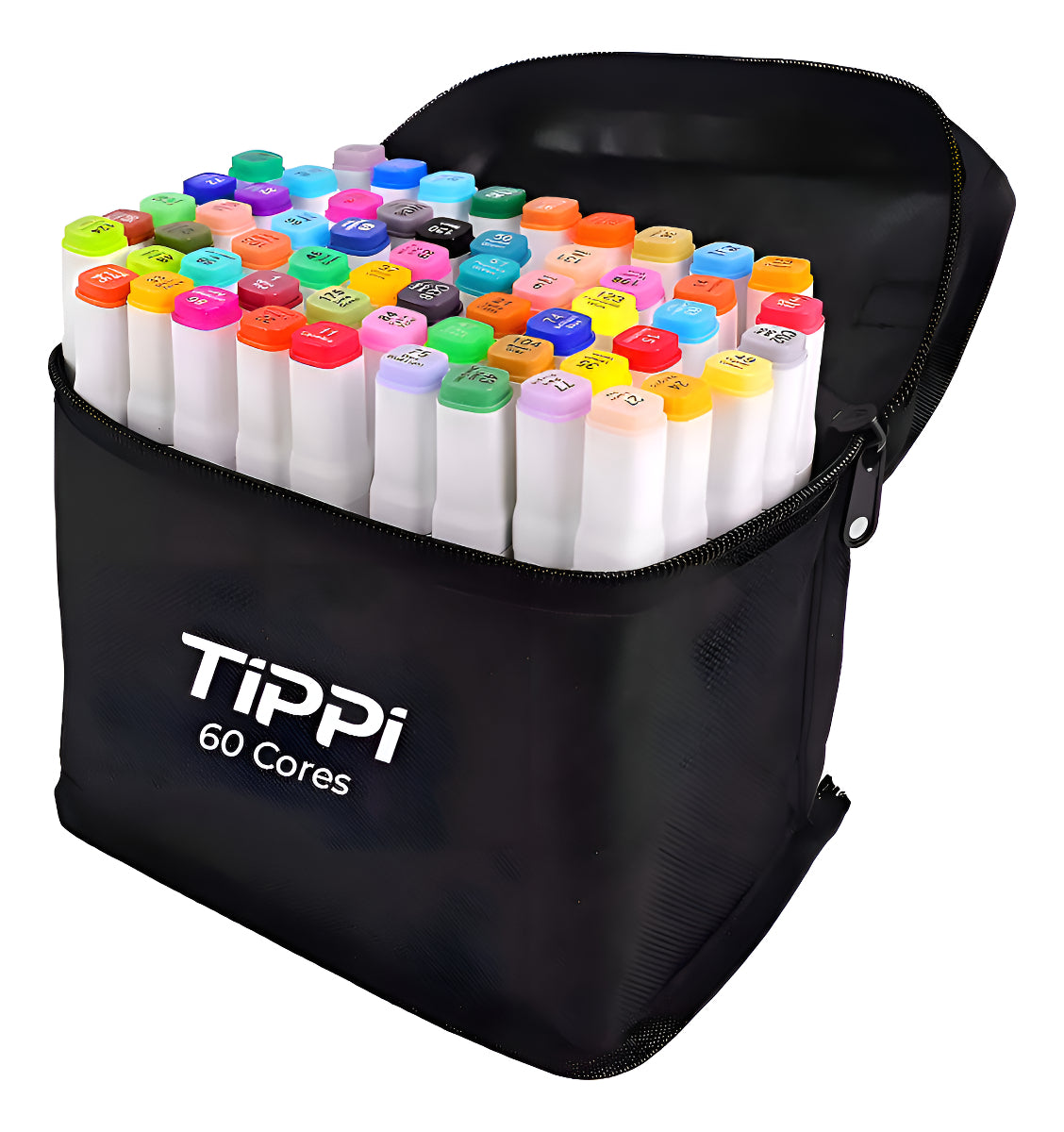 Kit Estojo 60 Cores Canetinhas Coloridas Caneta Marca Texto Ponta Dupla Com Bolsa Estojo Para Colorir Conjunto De Canetas Marcador Permanente Pintura Desenho Profissional Tippi