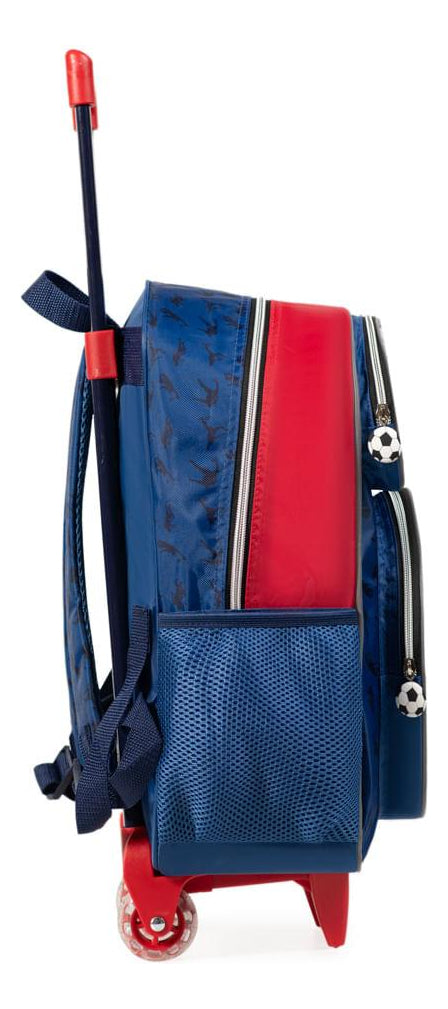 Mochila De Rodinha Infantil Masculina Futebol Azul Cor Azul-escuro