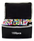 Conjunto de Canetas Ponta Dupla 168 marcadores Touch Duplex Base Alcohol