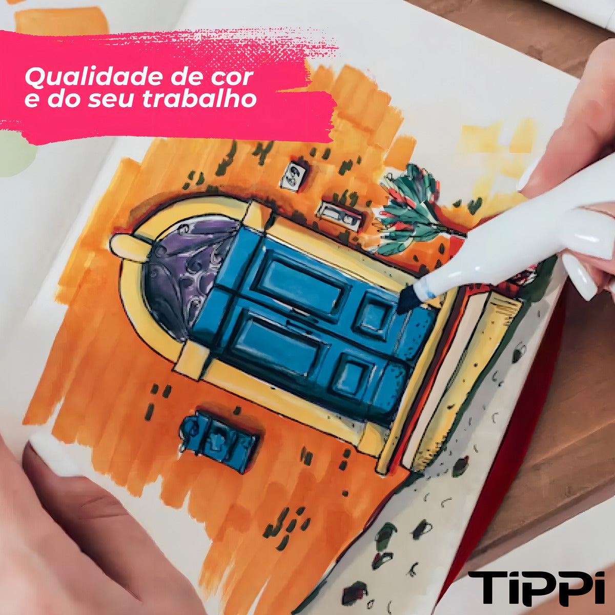 Kit Estojo 60 Cores Canetinhas Coloridas Caneta Marca Texto Ponta Dupla Com Bolsa Estojo Para Colorir Conjunto De Canetas Marcador Permanente Pintura Desenho Profissional Tippi