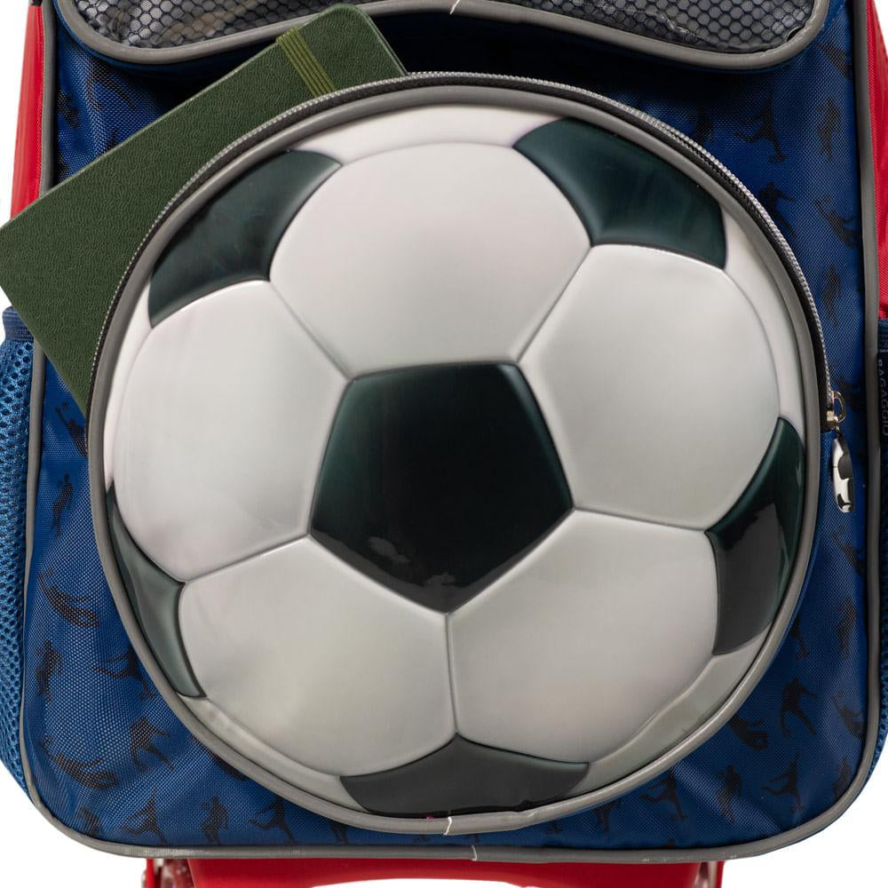 Mochila De Rodinha Infantil Masculina Futebol Azul Cor Azul-escuro