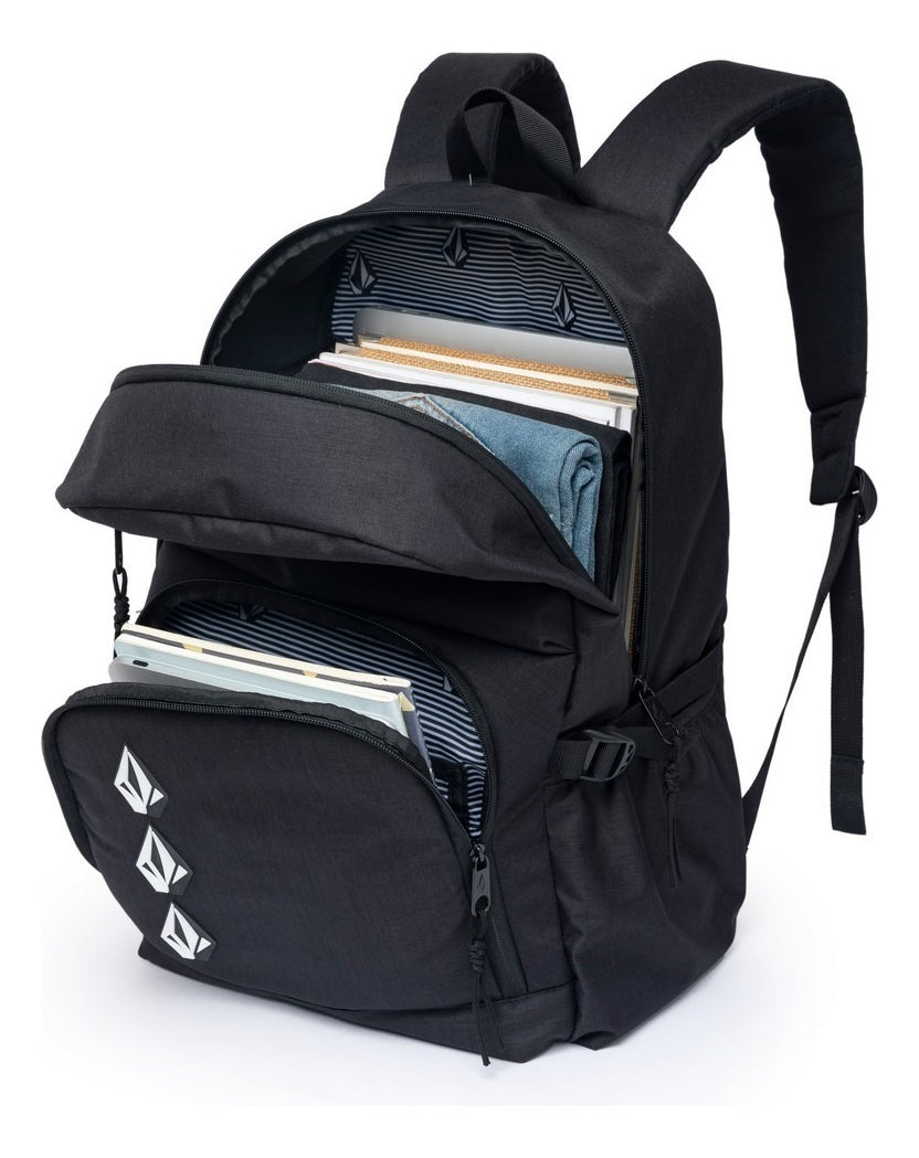 Mochila Bolsa Universitária Reforçada Notebook Viagem Desenho Do Tecido Preto