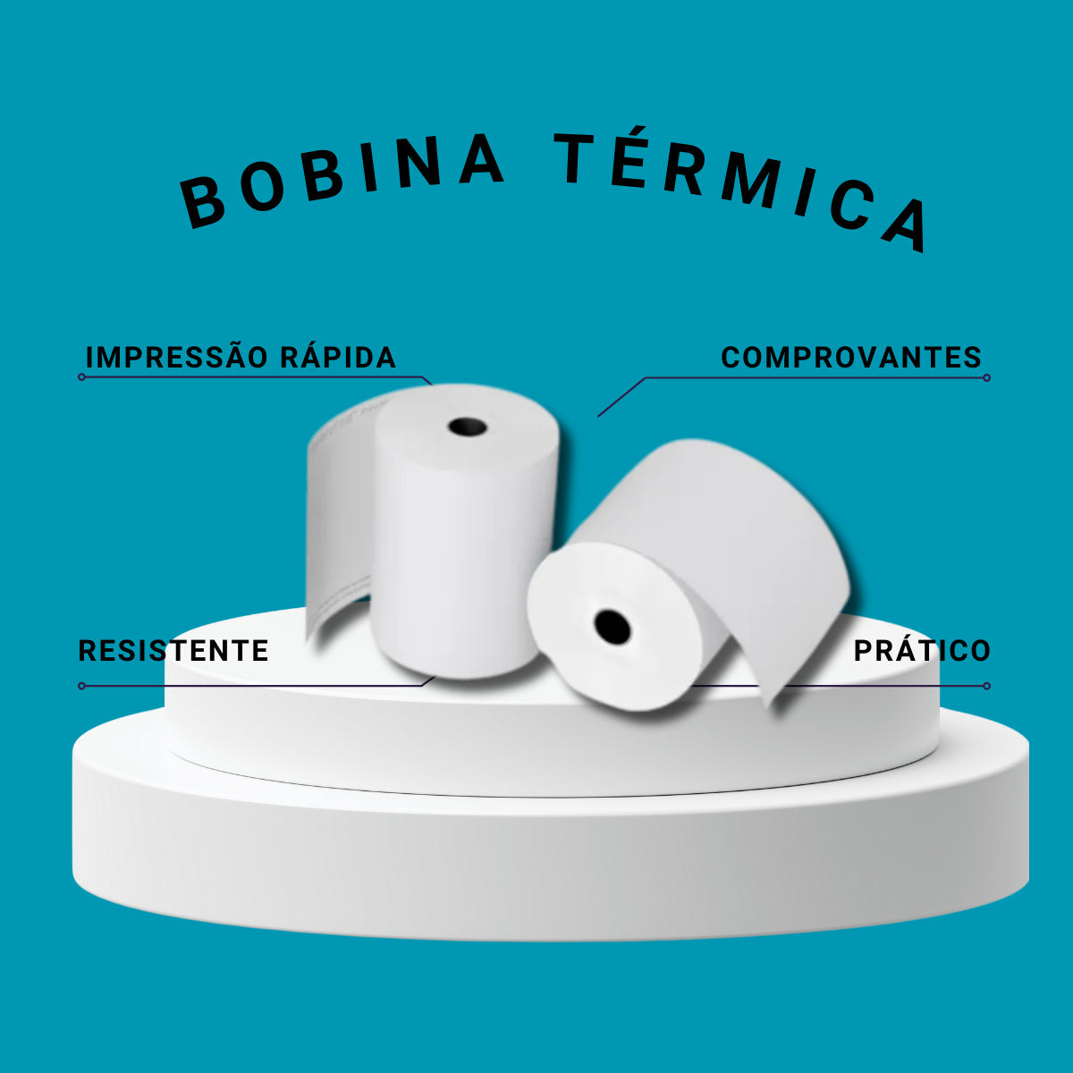 Bobina Térmica Pdv 80x30 - Com 30 Rolos Cor Branco