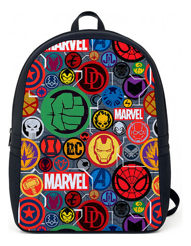 Mochila Logos Super Heróis Mrvel Infantil Juvenil De Lona