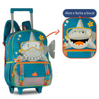 Mochila Rodinha Infantil Escolar Tubarão Interativo Meninos
