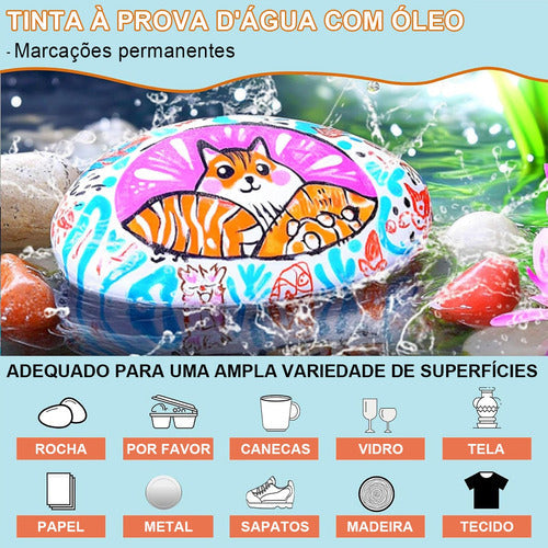 Kit  Canetas 36 Cores Pincel Acrílica Marcador  Papel Tinta